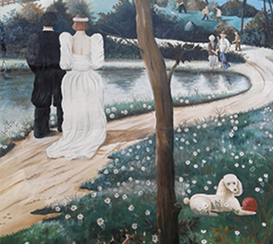 Restauration de la peinture murale « Les mariés » Raphaël Toussaint