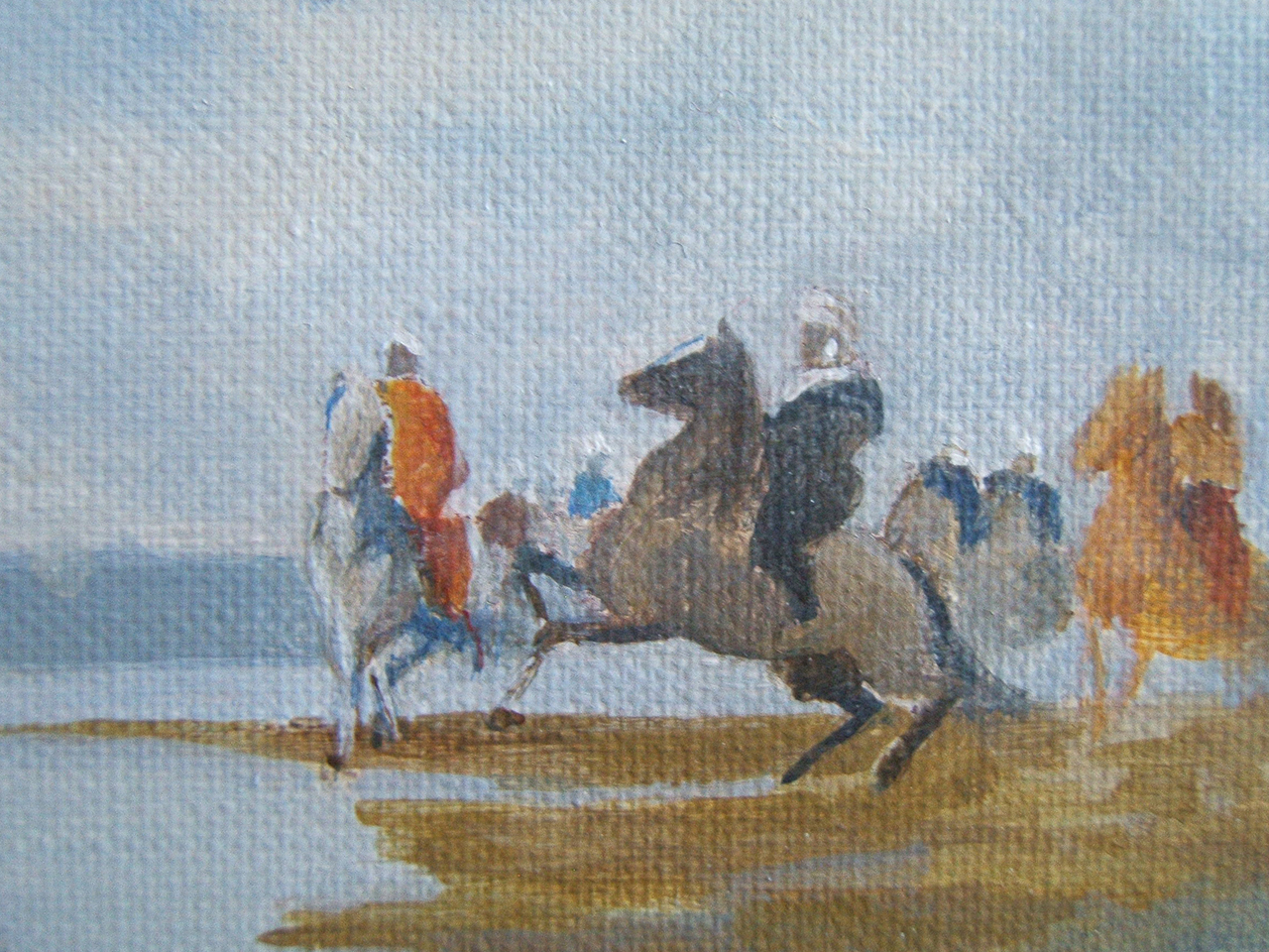 La chasse au héron, copie du tableau orientaliste d'Eugène Fromentin - détail.